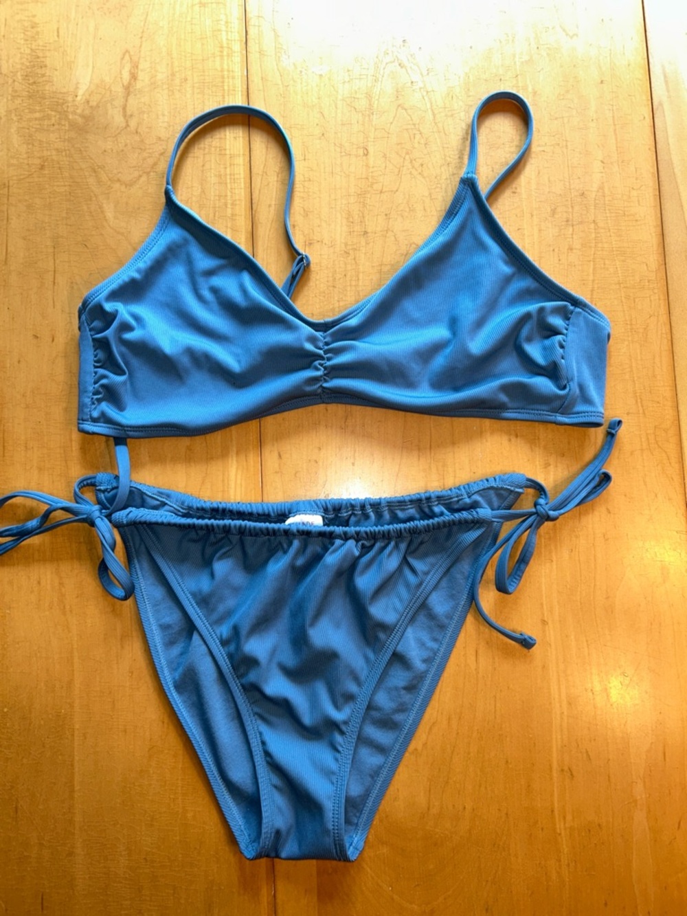 Shade & Shore Light Blue Ribbed Bikini Bottoms